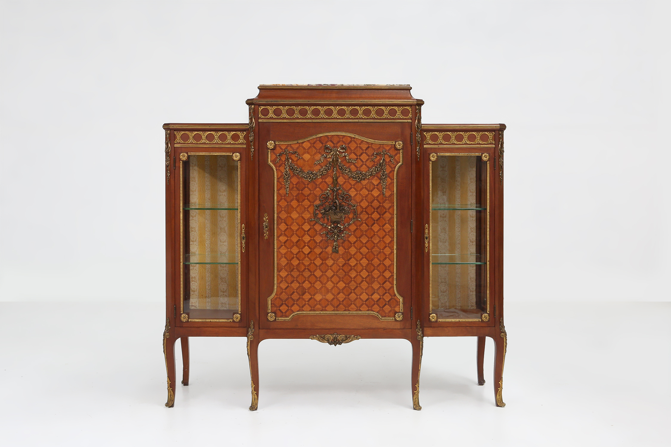 Rare Louis XVI display cabinet in marquetry with light, France ca. 1850thumbnail